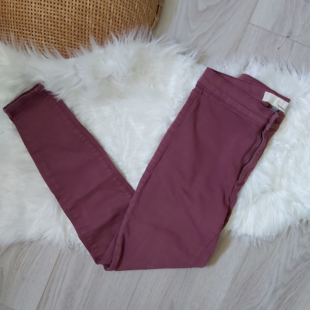 Garage Vintage Cotton Burgendy Ankle Length Jeggings